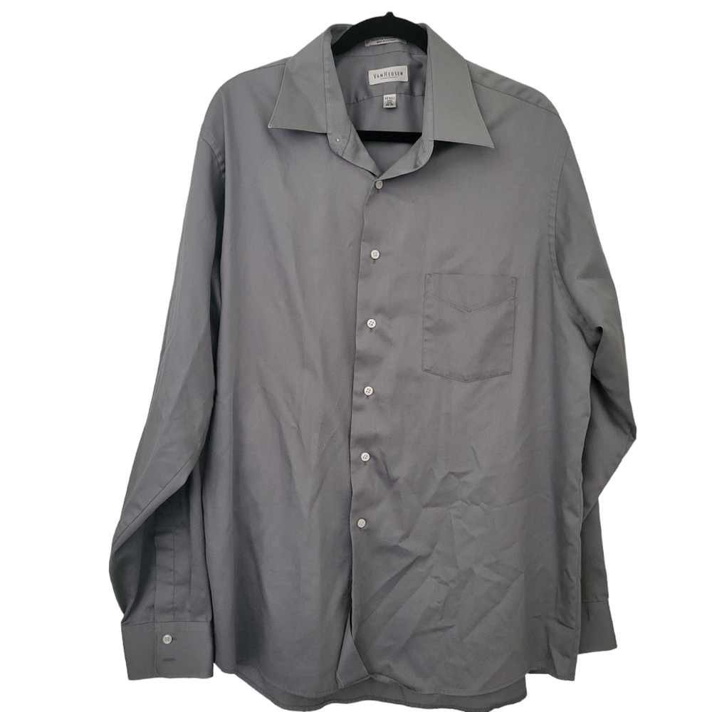 Van Heusen Dress Shirt Gray sz 17.5/36-37
